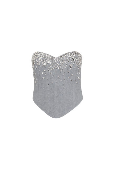 Crystal denim corseté